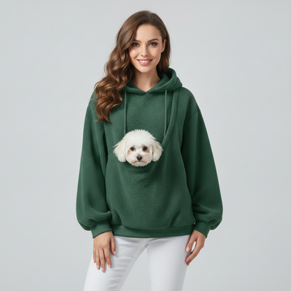 NUGGAL Cozy Pet Pouch Sherpa Hoodie for Cats & Small Dogs