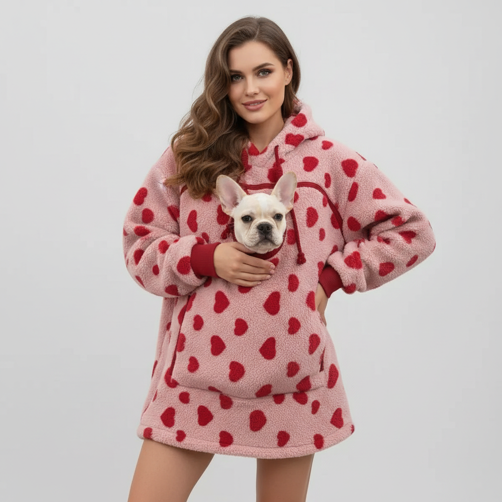 NUGGAL Unisex Oversized Fleece Front Pet Pouch Hoodie