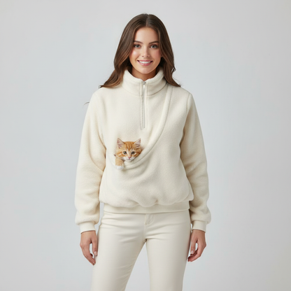 NUGGAL Cozy Fleece Pet Carrier Pullover – Unisex Quarter-Zip Sweatshirt