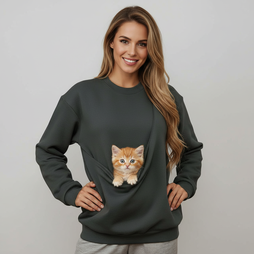 NUGGAL Unisex Pet Hair Resistant Pet Pouch Sweatshirt