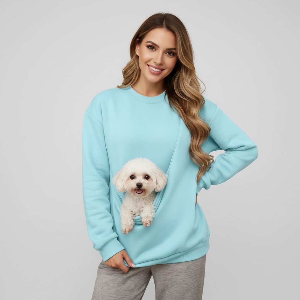 NUGGAL Unisex Pet Hair Resistant Pet Pouch Sweatshirt