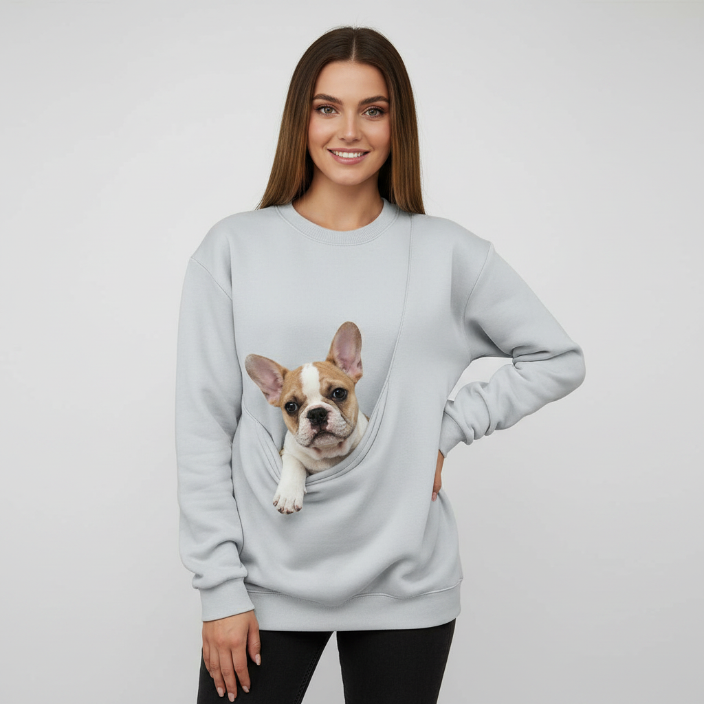 NUGGAL Unisex Pet Hair Resistant Pet Pouch Sweatshirt