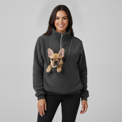 NUGGAL Cozy Fleece Pet Carrier Pullover – Unisex Quarter-Zip Sweatshirt