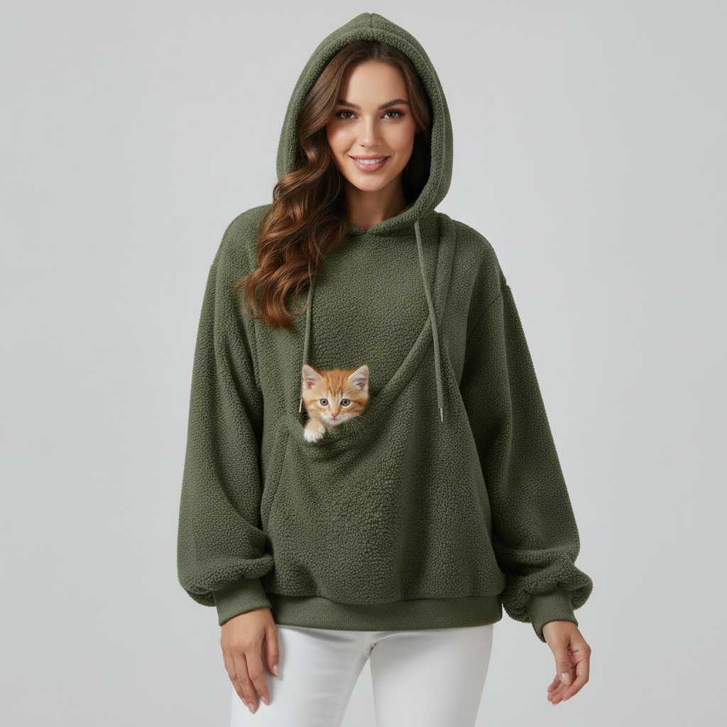 NUGGAL Cozy Pet Pouch Sherpa Hoodie for Cats & Small Dogs