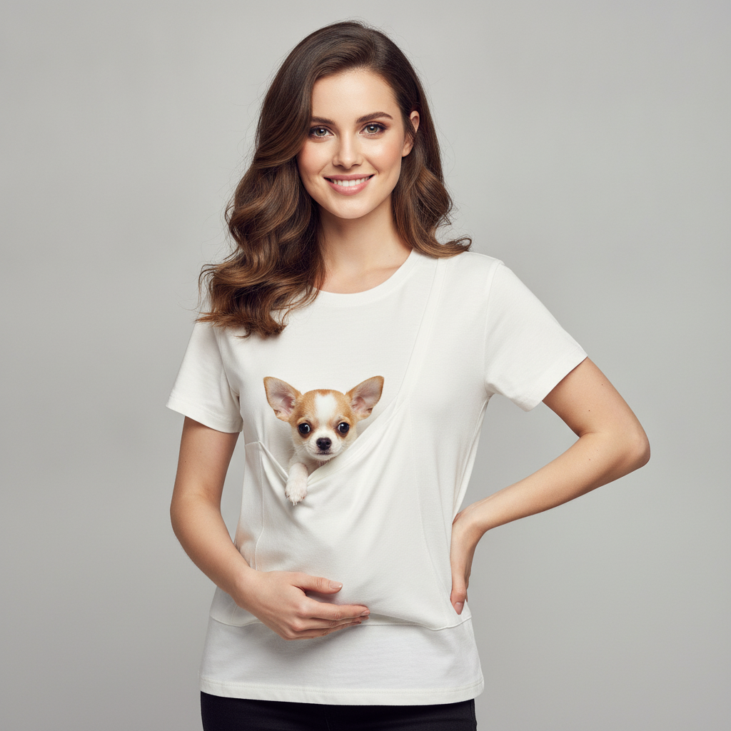 NUGGAL Unisex Pet Hair Resistant Kangaroo Pet Pouch T-shirt: The Ultimate Hands-Free Carrier Tee