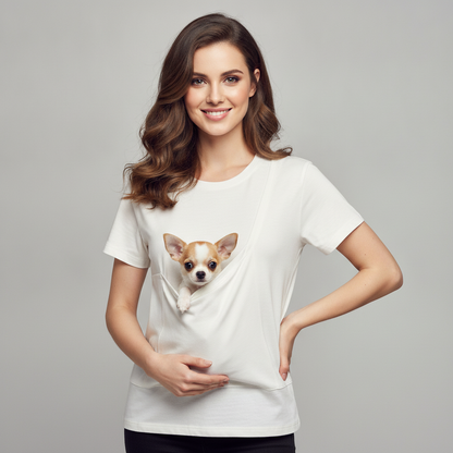 NUGGAL Unisex Pet Hair Resistant Kangaroo Pet Pouch T-shirt: The Ultimate Hands-Free Carrier Tee