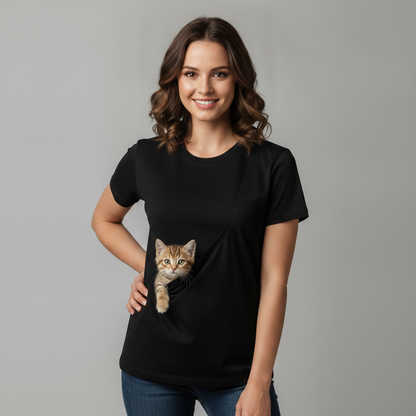 NUGGAL Unisex Pet Hair Resistant Kangaroo Pet Pouch T-shirt: The Ultimate Hands-Free Carrier Tee