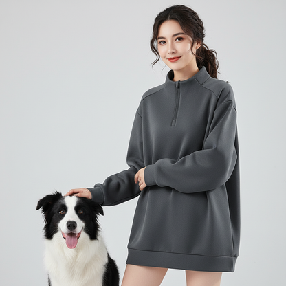 NUGGAL Unisex Pet Hair Resistant Tech Half-Zip Fleece-lined Hoodie