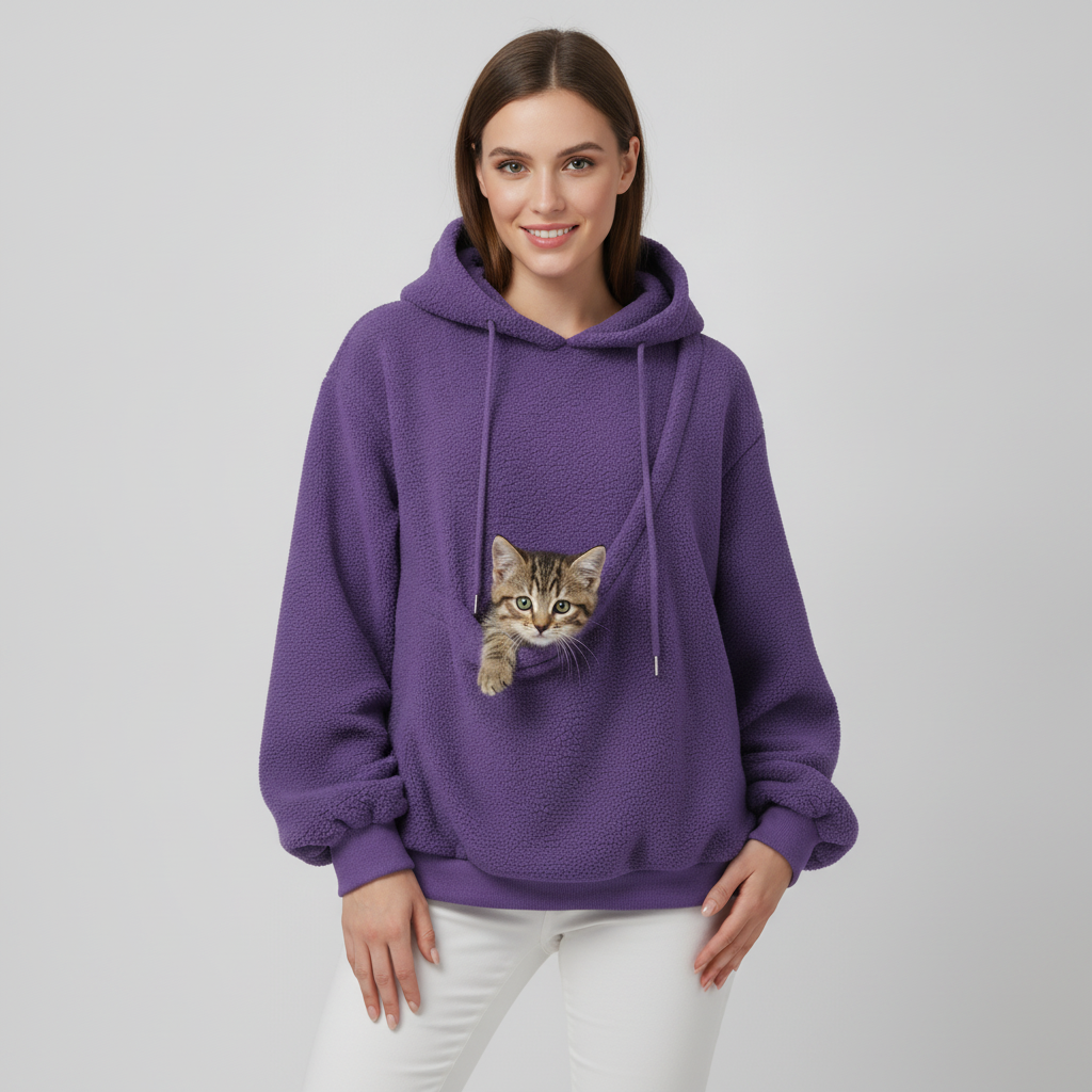 NUGGAL Cozy Pet Pouch Sherpa Hoodie for Cats & Small Dogs