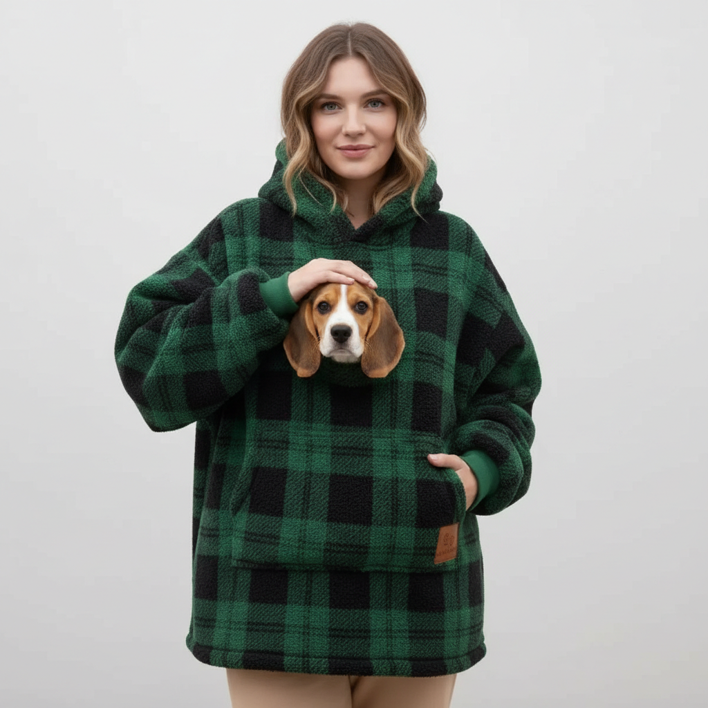 NUGGAL Unisex Oversized Fleece Front Pet Pouch Hoodie