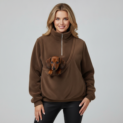 NUGGAL Cozy Fleece Pet Carrier Pullover – Unisex Quarter-Zip Sweatshirt