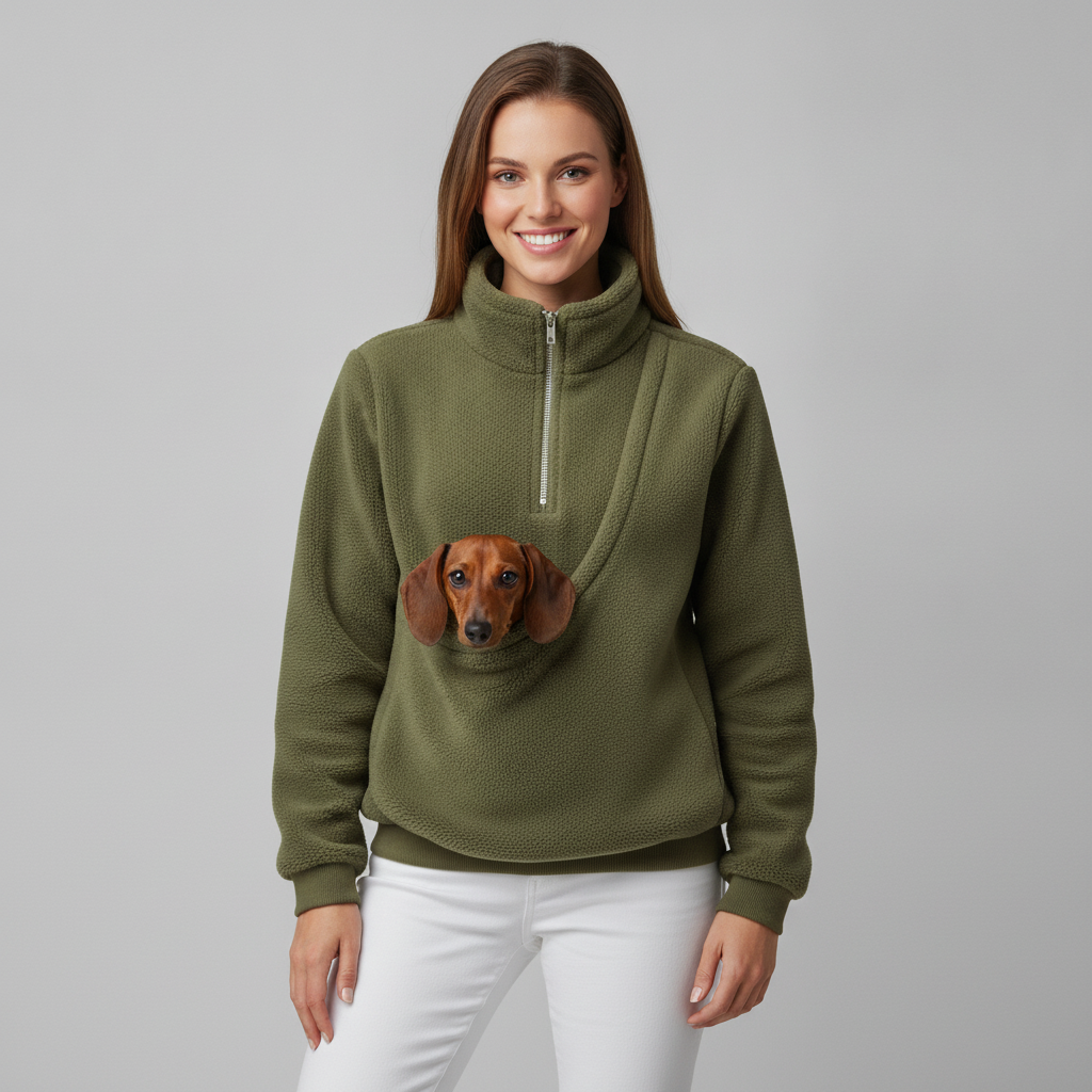 NUGGAL Cozy Fleece Pet Carrier Pullover – Unisex Quarter-Zip Sweatshirt