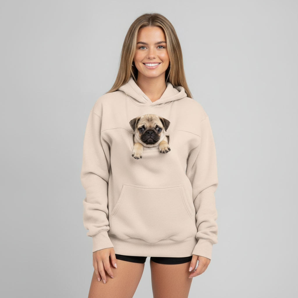 NUGGAL Pet Pouch Hoodie – Cozy Unisex Hoodie with Zippered Pet Carry Pocket