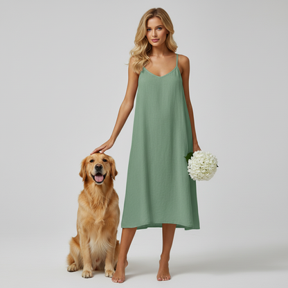 NUGGAL Pet Hair Resistant Open Back Loose Fit Slip Dress