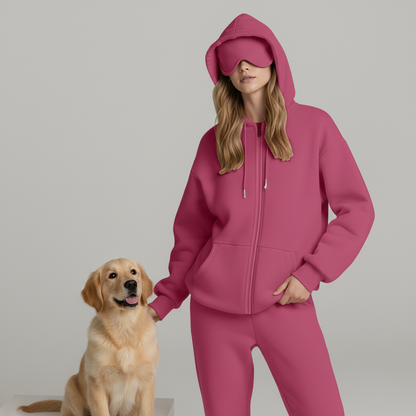 NUGGAL Unisex Pet Hair Resistant Eye Mask Hoodie for Travel Mode