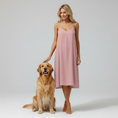NUGGAL Pet Hair Resistant Open Back Loose Fit Slip Dress