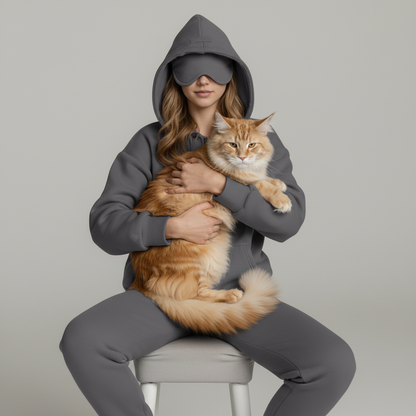 NUGGAL Unisex Pet Hair Resistant Eye Mask Hoodie for Travel Mode