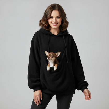 NUGGAL Cozy Pet Pouch Sherpa Hoodie for Cats & Small Dogs