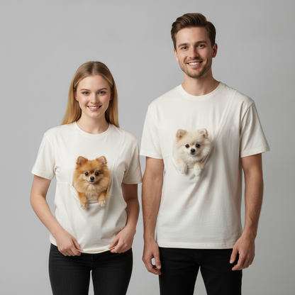 NUGGAL Unisex Pet Hair Resistant Kangaroo Pet Pouch T-shirt: The Ultimate Hands-Free Carrier Tee