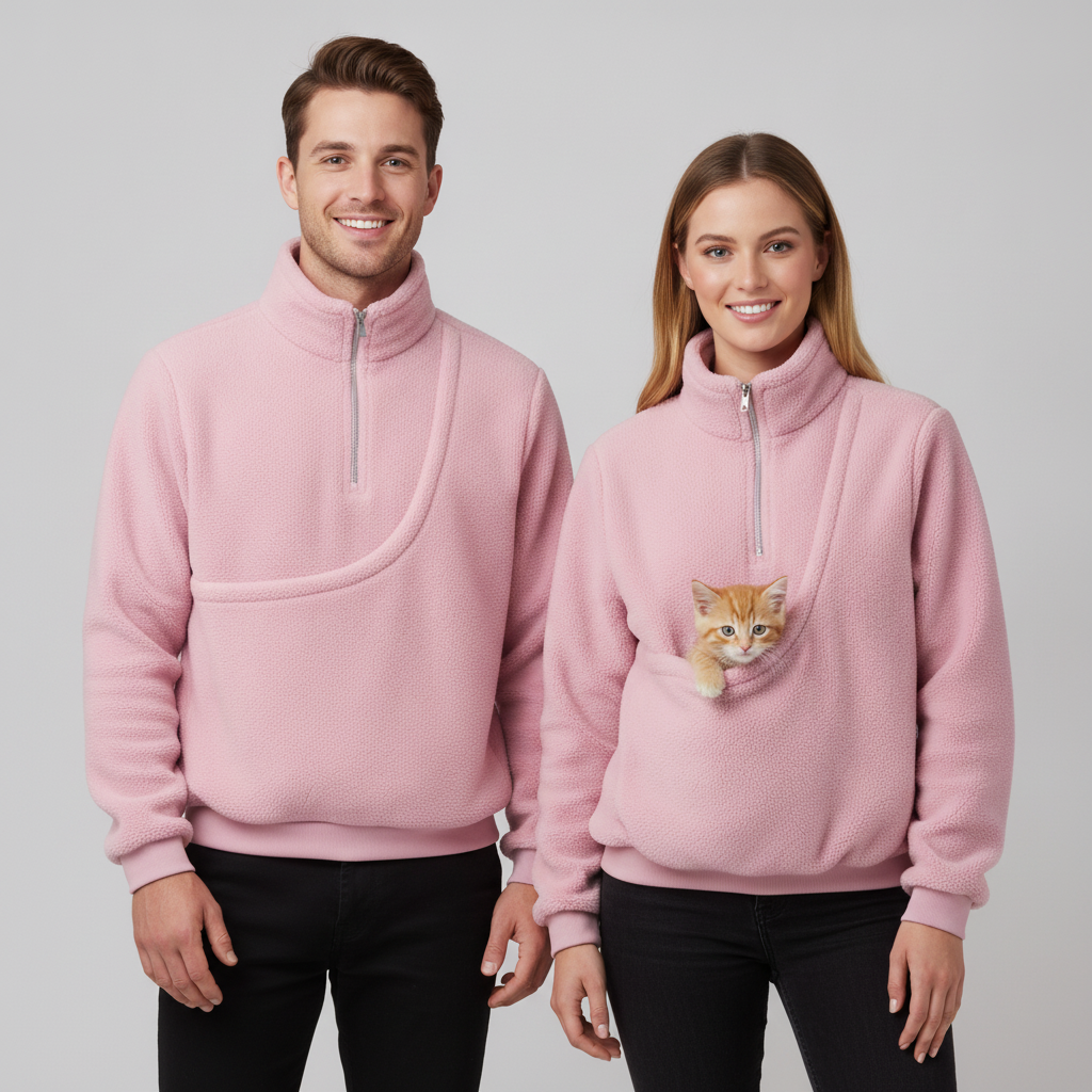 NUGGAL Cozy Fleece Pet Carrier Pullover – Unisex Quarter-Zip Sweatshirt