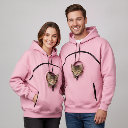 NUGGAL Unisex Hair Resistant Pet Pouch Hoodie with Adjustable Opening & Zipper Pockets
