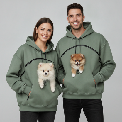 NUGGAL Unisex Hair Resistant Pet Pouch Hoodie with Adjustable Opening & Zipper Pockets