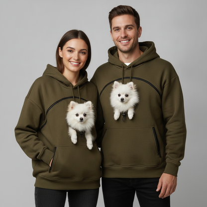 NUGGAL Unisex Hair Resistant Pet Pouch Hoodie with Adjustable Opening & Zipper Pockets