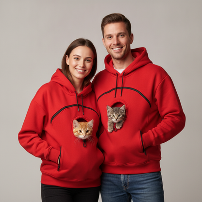 NUGGAL Unisex Hair Resistant Pet Pouch Hoodie with Adjustable Opening & Zipper Pockets