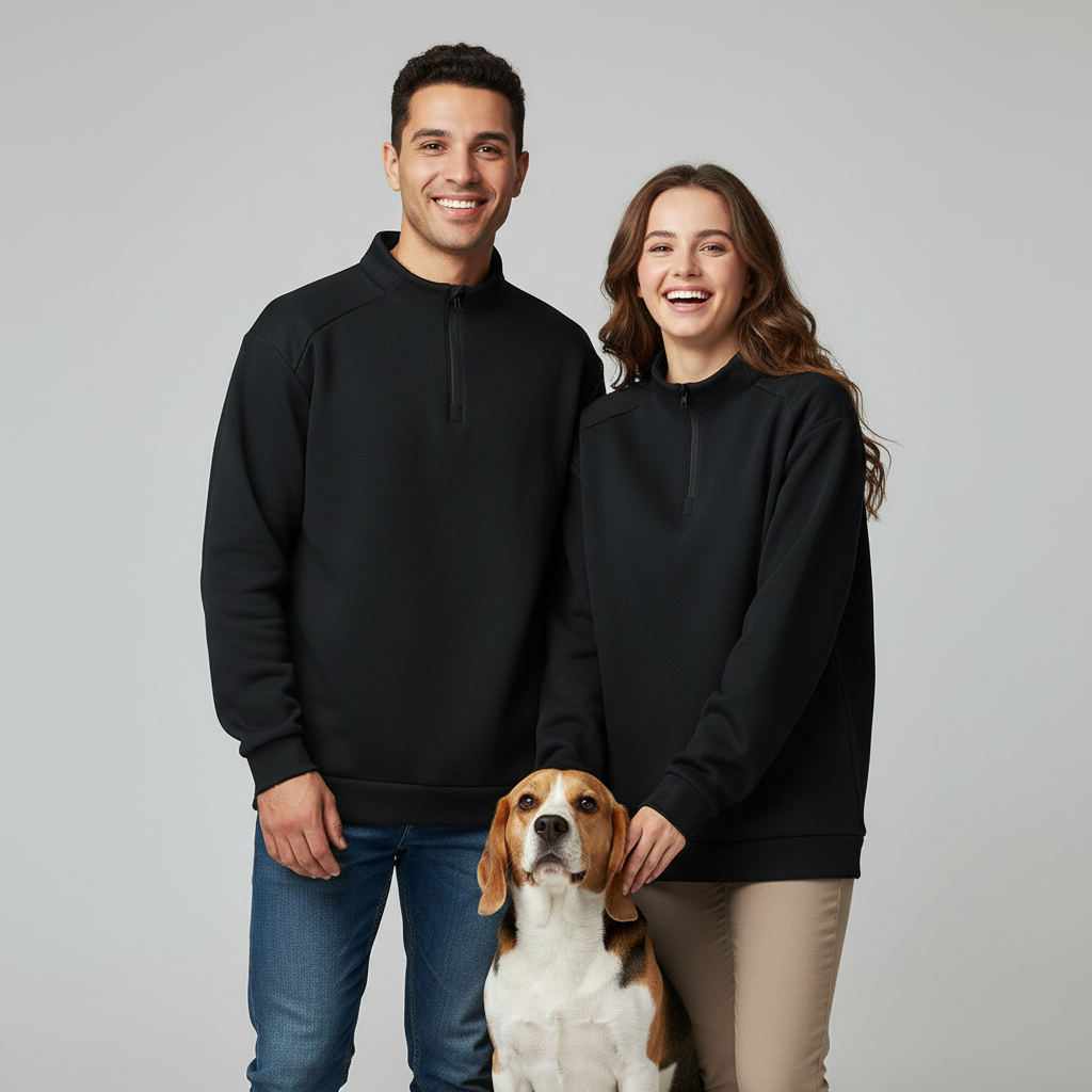 NUGGAL Unisex Pet Hair Resistant Tech Half-Zip Fleece-lined Hoodie