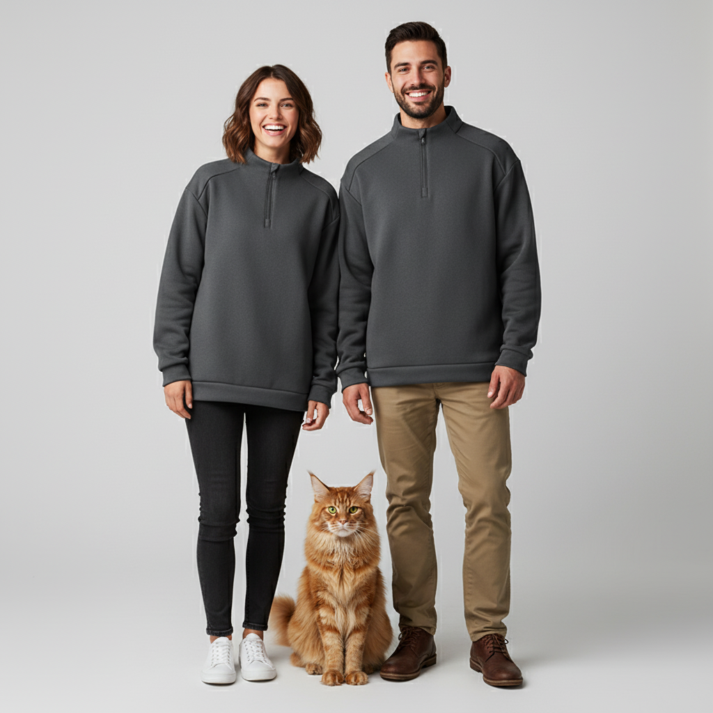 NUGGAL Unisex Pet Hair Resistant Tech Half-Zip Fleece-lined Hoodie