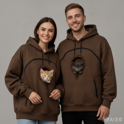 NUGGAL Unisex Hair Resistant Pet Pouch Hoodie with Adjustable Opening & Zipper Pockets
