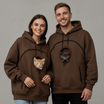 NUGGAL Unisex Hair Resistant Pet Pouch Hoodie with Adjustable Opening & Zipper Pockets