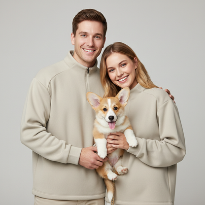 NUGGAL Unisex Pet Hair Resistant Tech Half-Zip Fleece-lined Hoodie