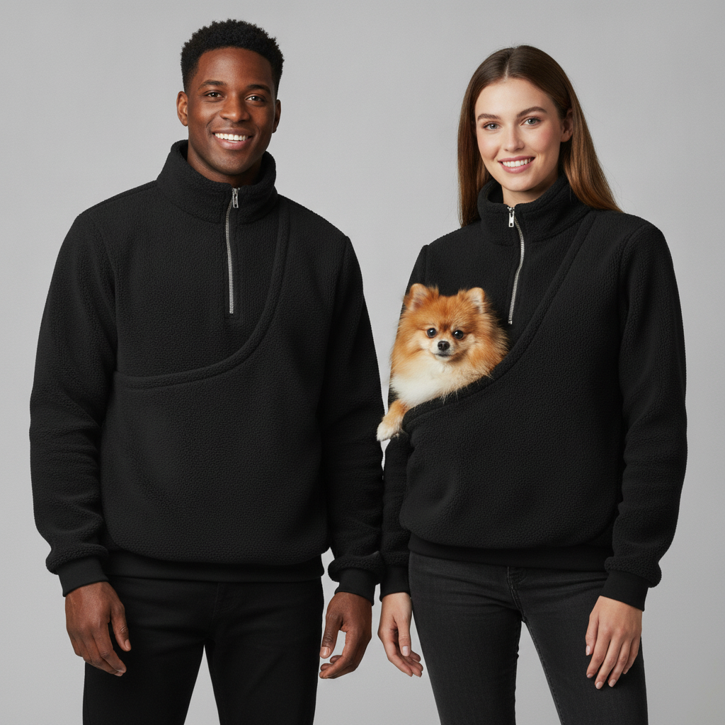 NUGGAL Cozy Fleece Pet Carrier Pullover – Unisex Quarter-Zip Sweatshirt