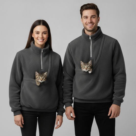 NUGGAL Cozy Fleece Pet Carrier Pullover – Unisex Quarter-Zip Sweatshirt