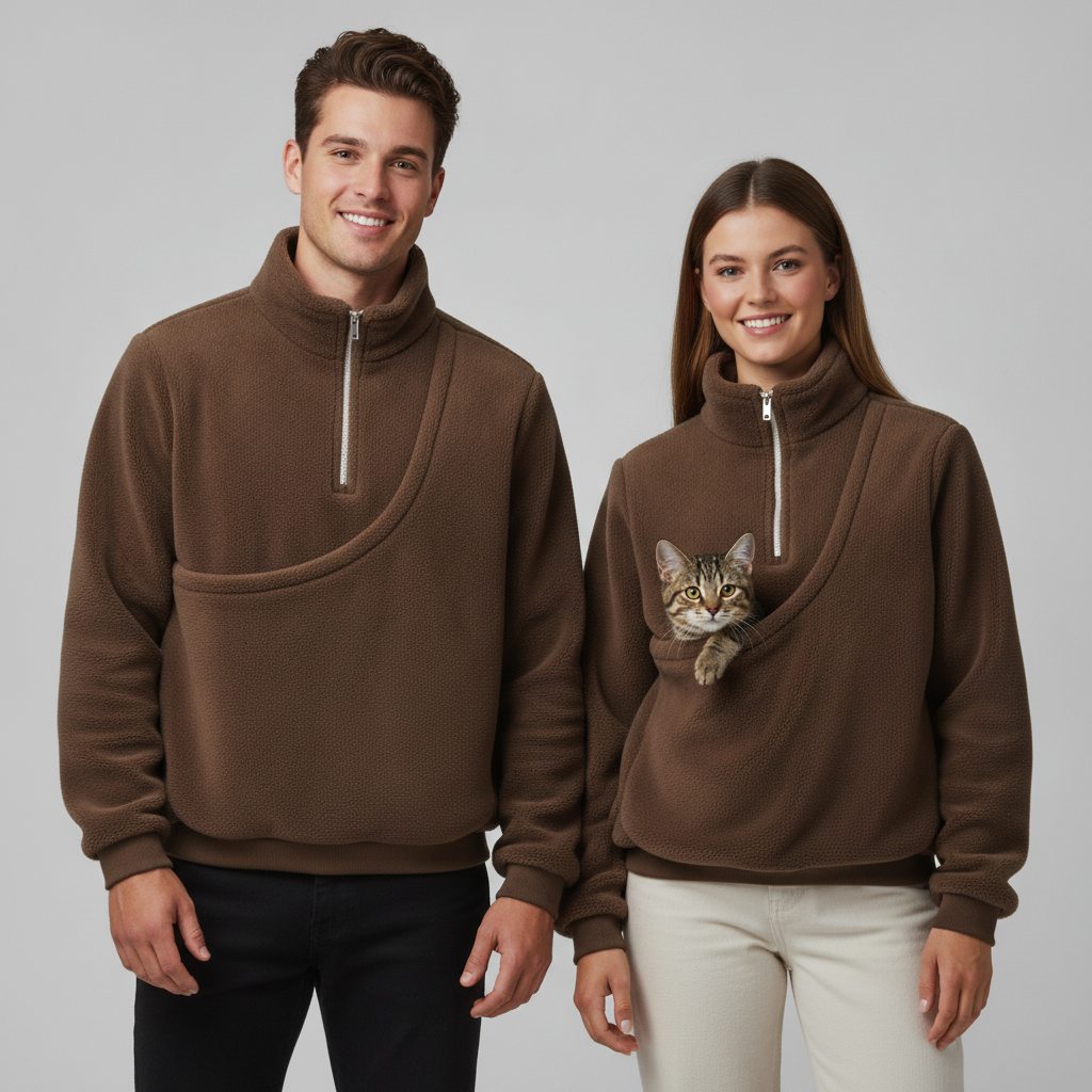 NUGGAL Cozy Fleece Pet Carrier Pullover – Unisex Quarter-Zip Sweatshirt