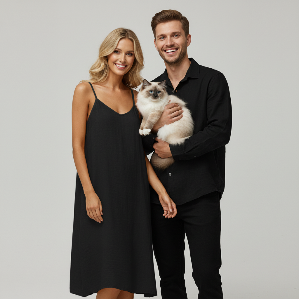 NUGGAL Pet Hair Resistant Open Back Loose Fit Slip Dress