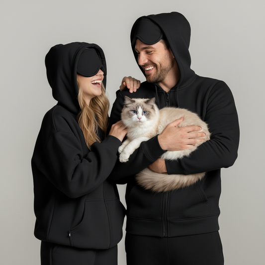 NUGGAL Unisex Pet Hair Resistant Eye Mask Hoodie for Travel Mode