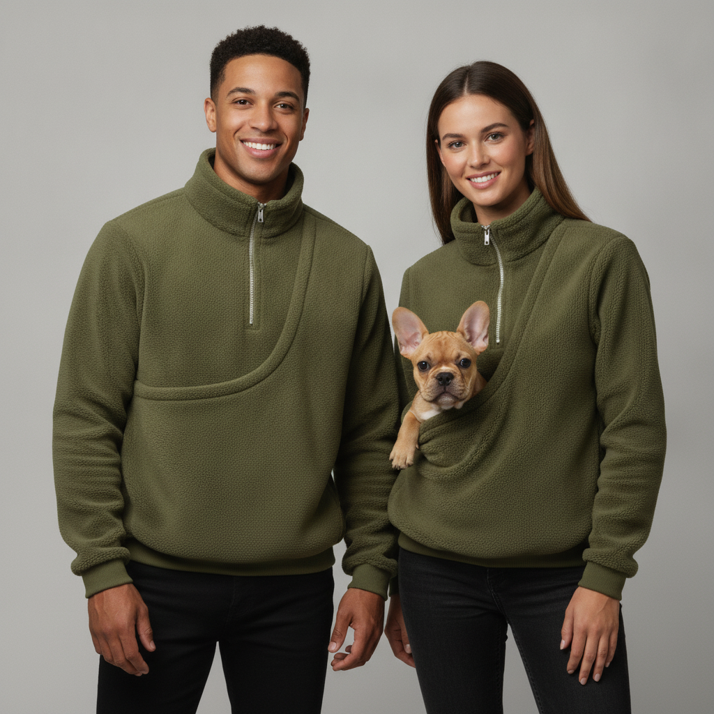 NUGGAL Cozy Fleece Pet Carrier Pullover – Unisex Quarter-Zip Sweatshirt