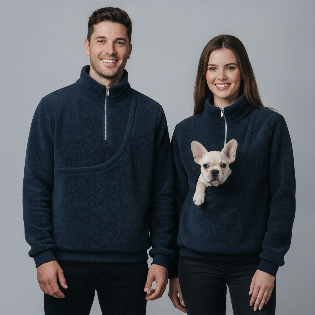 NUGGAL Cozy Fleece Pet Carrier Pullover – Unisex Quarter-Zip Sweatshirt