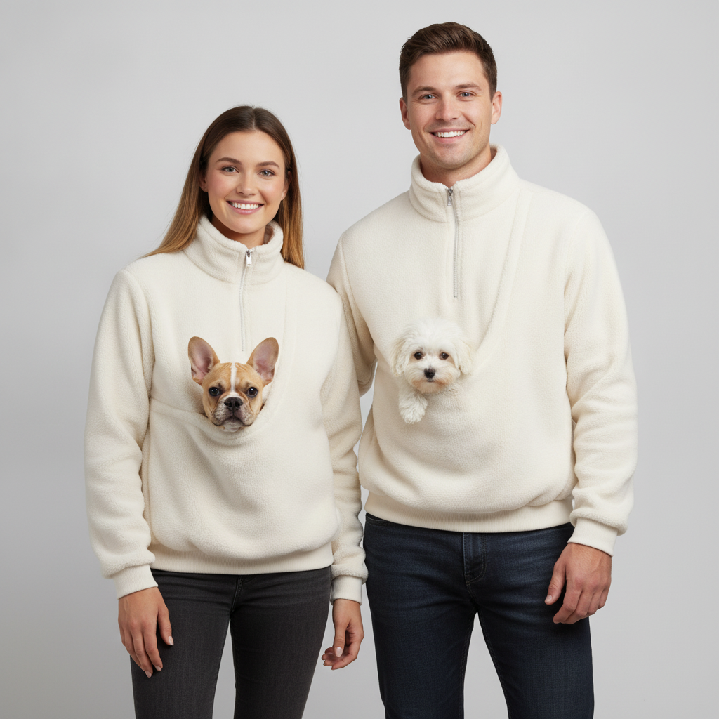 NUGGAL Cozy Fleece Pet Carrier Pullover – Unisex Quarter-Zip Sweatshirt