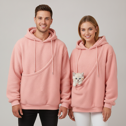 NUGGAL Cozy Pet Pouch Sherpa Hoodie for Cats & Small Dogs