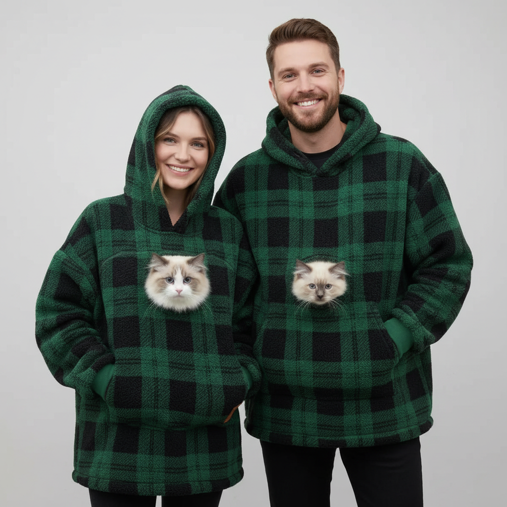 NUGGAL Unisex Oversized Fleece Front Pet Pouch Hoodie