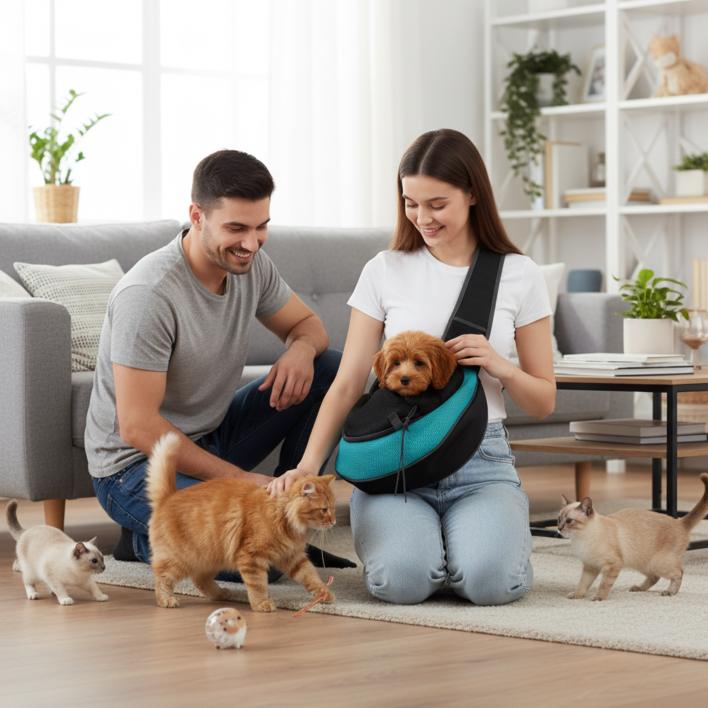 NUGGAL Ergonomic Pet Sling Carrier Breathable Mesh Crossbody Bag