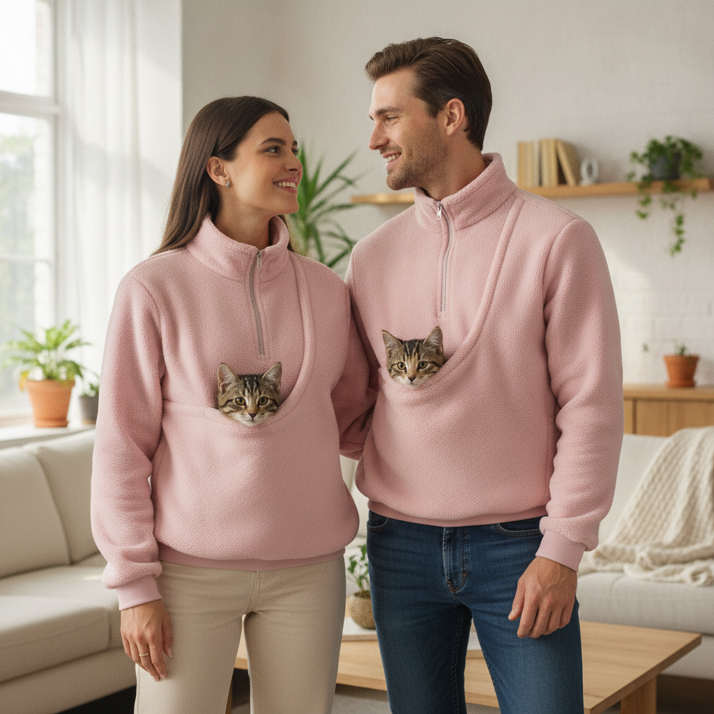 NUGGAL Cozy Fleece Pet Carrier Pullover – Unisex Quarter-Zip Sweatshirt