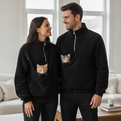 NUGGAL Cozy Fleece Pet Carrier Pullover – Unisex Quarter-Zip Sweatshirt