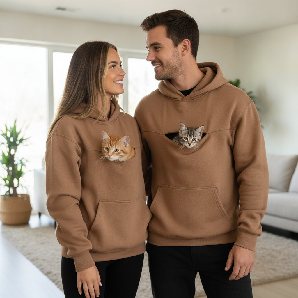 NUGGAL Pet Pouch Hoodie – Cozy Unisex Hoodie with Zippered Pet Carry Pocket
