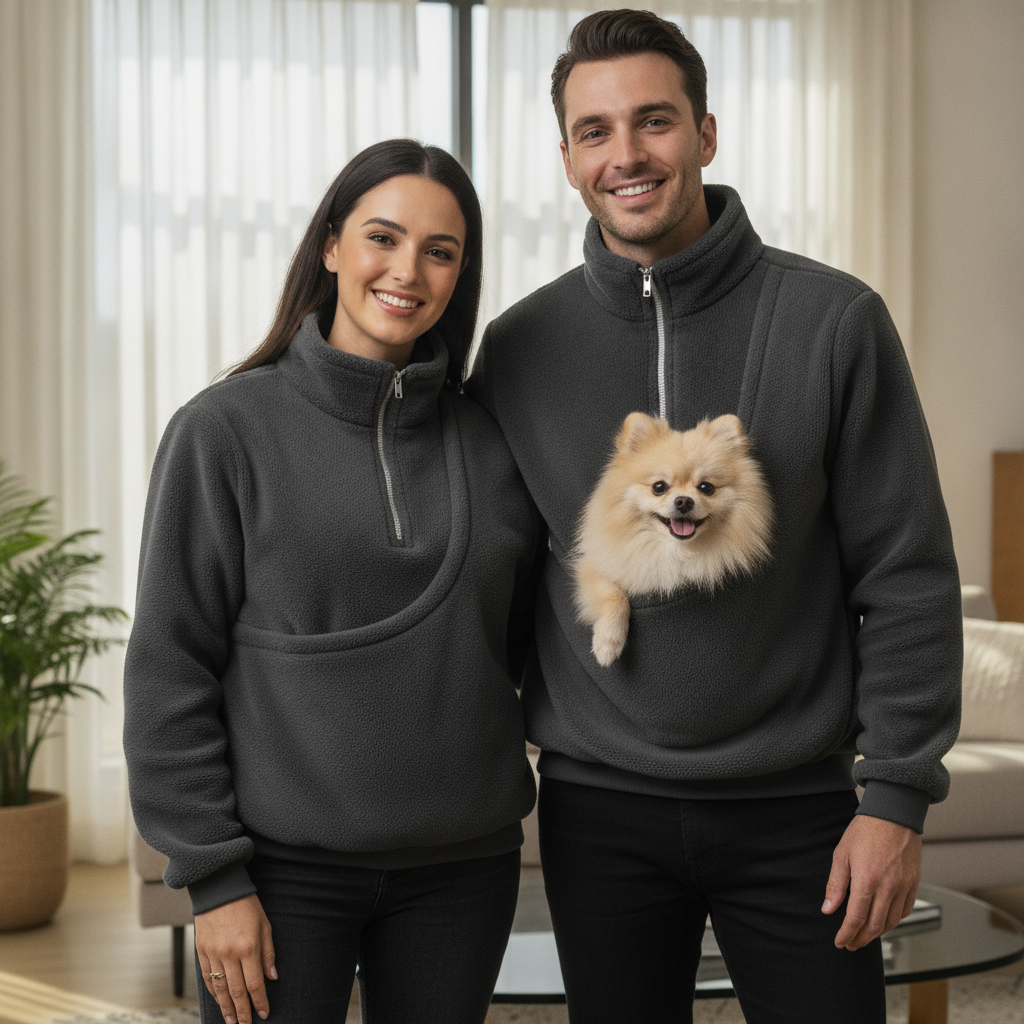 NUGGAL Cozy Fleece Pet Carrier Pullover – Unisex Quarter-Zip Sweatshirt