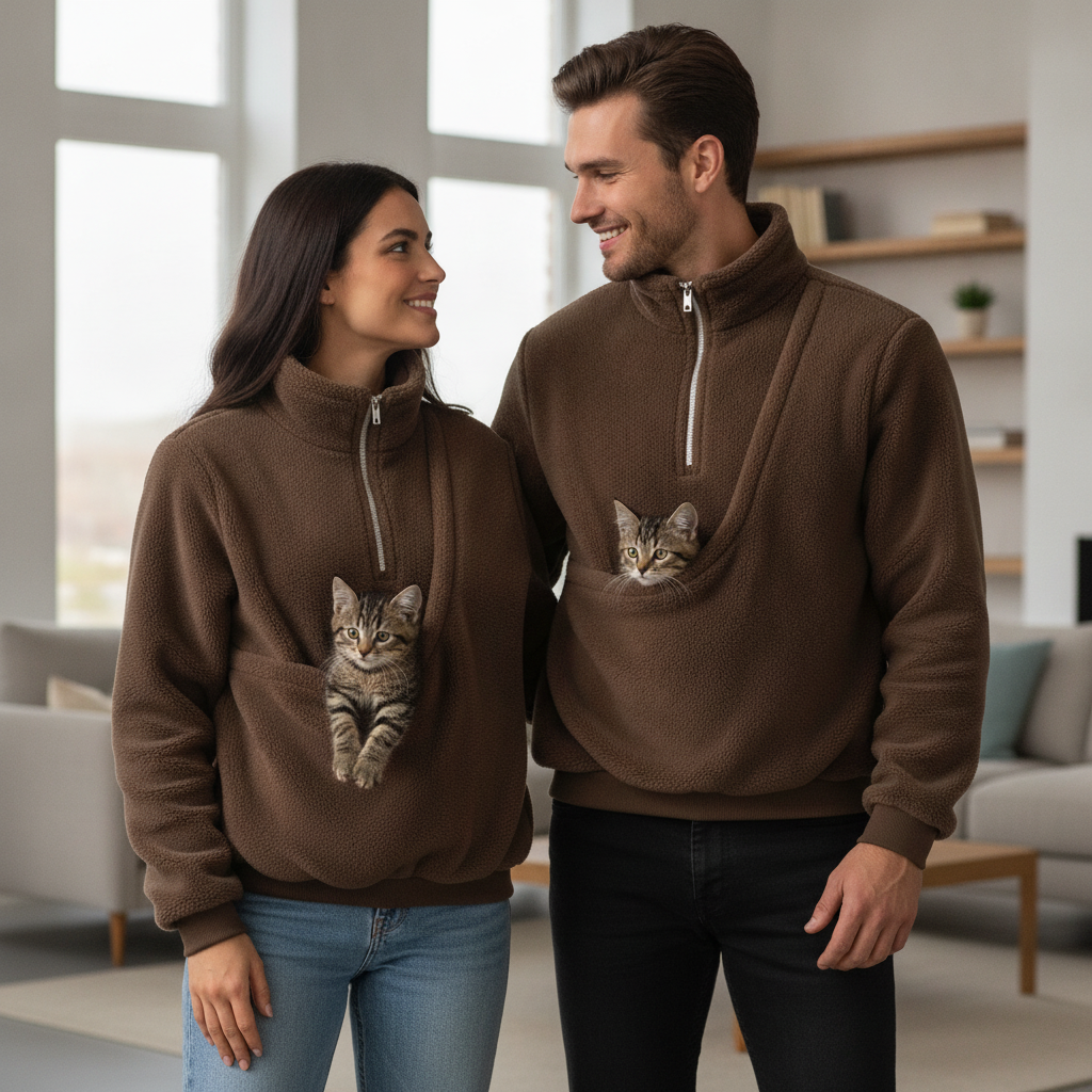 NUGGAL Cozy Fleece Pet Carrier Pullover – Unisex Quarter-Zip Sweatshirt
