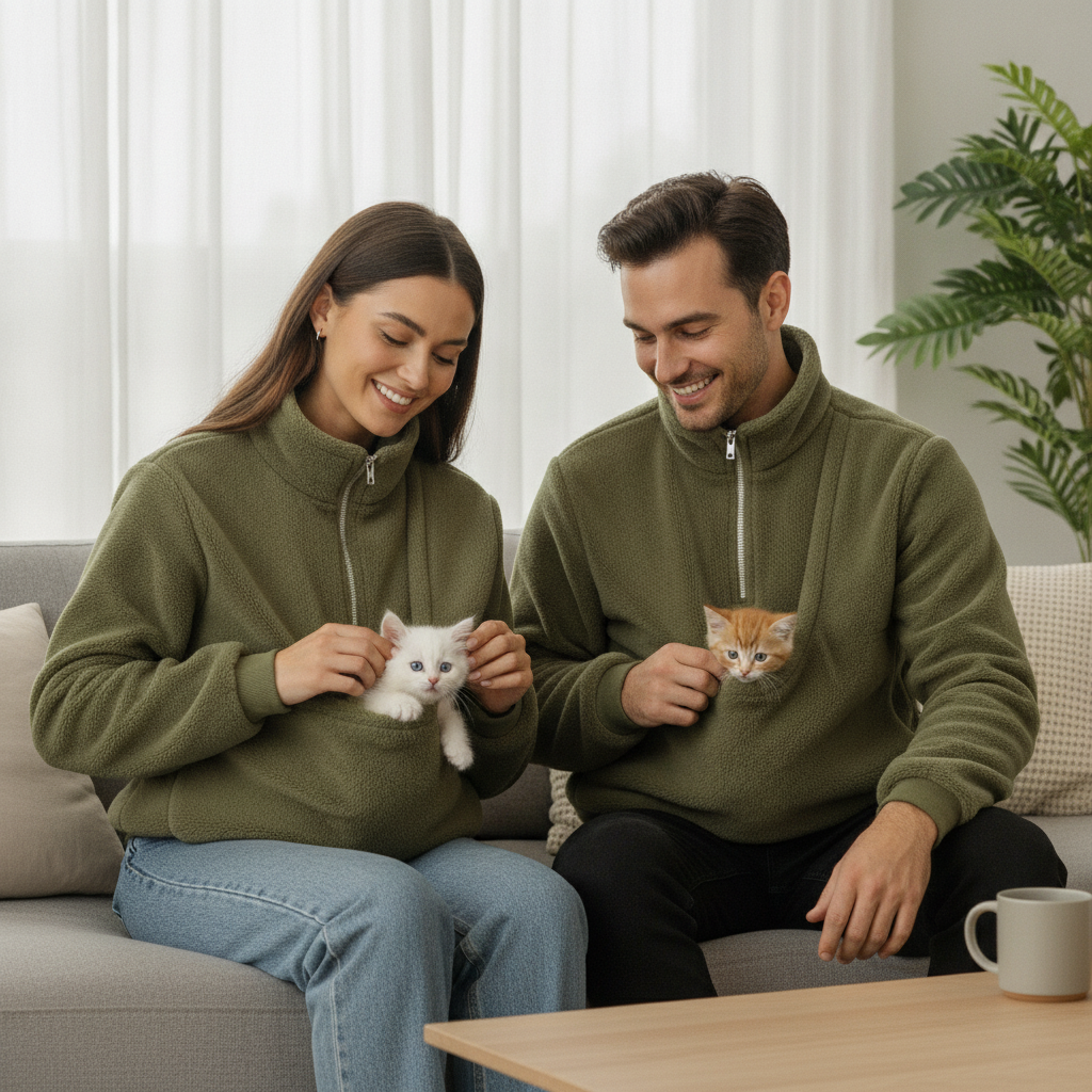 NUGGAL Cozy Fleece Pet Carrier Pullover – Unisex Quarter-Zip Sweatshirt